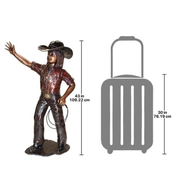 Rodeo Dreams Cowgirl with Horse Cast Bronze Garden Statue Set Child